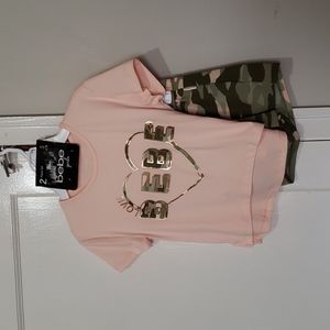 NWT bebe girls Camo 2PC Set short and shirt